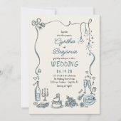Hand Drawn Illustrations Doodles Whimsical Wedding Kaart (Voorkant)
