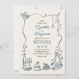 Hand Drawn Illustrations Doodles Whimsical Wedding Kaart