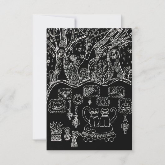 Hand-Drawn Intricate Cats Thank You Card Bedankkaart (Voorkant)