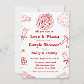 Hand Drawn is liefde & Pizza Vrijgezellenfeest Aankondiging (Voorkant)