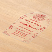 Hand Drawn is liefde & Pizza Vrijgezellenfeest Acryl Uitnodigingen (Laagn)