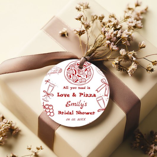 Hand Drawn is liefde & Pizza Vrijgezellenfeest Bedankjes Labels