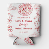 Hand Drawn is liefde & Pizza Vrijgezellenfeest Blikjeskoeler (Voorkant)