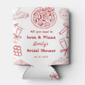 Hand Drawn is liefde & Pizza Vrijgezellenfeest Blikjeskoeler (Achterkant)