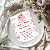 Hand Drawn is liefde & Pizza Vrijgezellenfeest Kaart