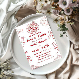 Hand Drawn is liefde & Pizza Vrijgezellenfeest Kaart