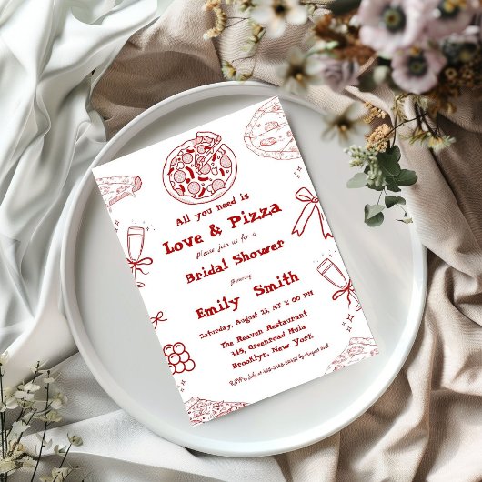 Hand Drawn is liefde & Pizza Vrijgezellenfeest Kaart