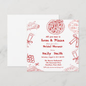 Hand Drawn is liefde & Pizza Vrijgezellenfeest Kaart (Voorkant / Achterkant)