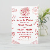 Hand Drawn is liefde & Pizza Vrijgezellenfeest Kaart (Staand voorkant)