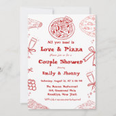 Hand Drawn is liefde & Pizza Vrijgezellenfeest Kaart (Voorkant)