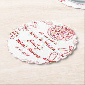 Hand Drawn is liefde & Pizza Vrijgezellenfeest Kartonnen Onderzetters (Gekanteld)