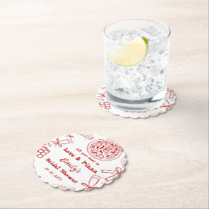 Hand Drawn is liefde & Pizza Vrijgezellenfeest Kartonnen Onderzetters