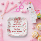 Hand Drawn is liefde & Pizza Vrijgezellenfeest Papieren Bordje (Feest)