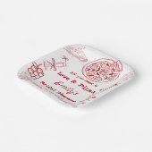 Hand Drawn is liefde & Pizza Vrijgezellenfeest Papieren Bordje (Gebogen)