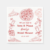 Hand Drawn is liefde & Pizza Vrijgezellenfeest Servet (Voorkant)