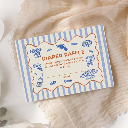 Hand Drawn Italian Baby Shower Diaper Raffle Informatiekaartje