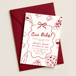 Hand Drawn Italian Ciao Baby Shower Kaart