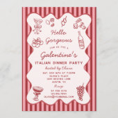 Hand Drawn Italian Pasta Dinner Galentines Party Kaart (Voorkant)