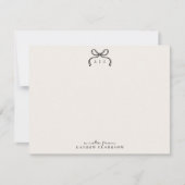 Hand Drawn Ivory and Black Bow Monogram Note Card Kaart (Voorkant)