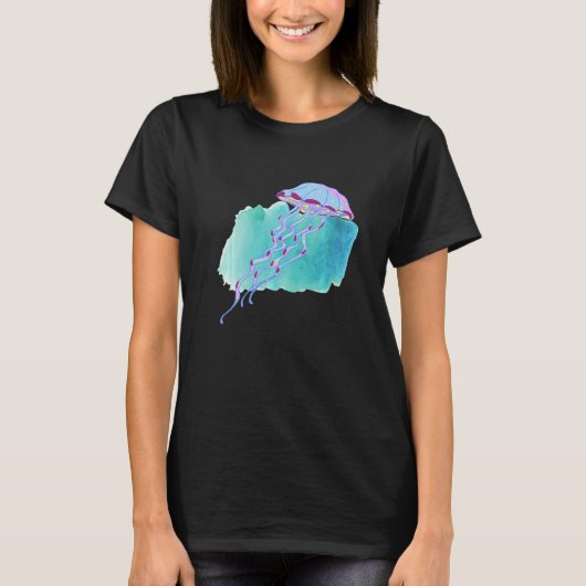 Hand Drawn Jellyfish Deep Ocean Creatures and Rift T-shirt (Voorkant)