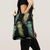 Hand drawn jellyfish texture. Raster hand drawn wa Tote Bag (Dichtbij)