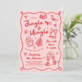 Hand Drawn Jingle and Mingle Christmas Party Kaart (Staand voorkant)