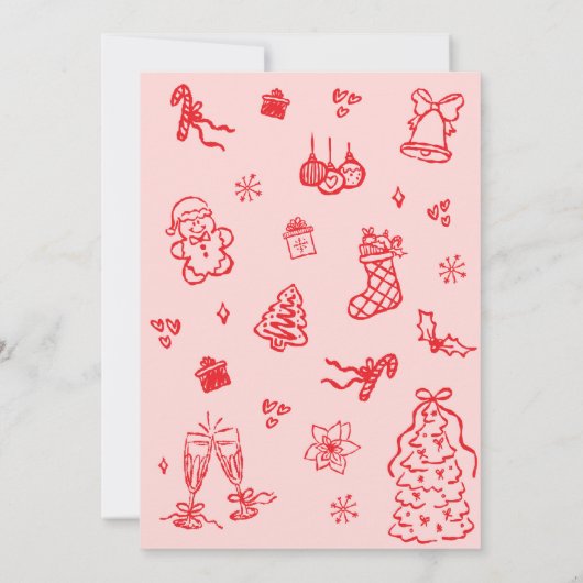 Hand Drawn Jingle and Mingle Christmas Party Kaart (Achterkant)