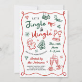 Hand Drawn Jingle and Mingle Christmas Party Kaart (Voorkant)