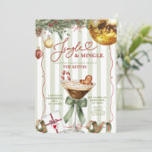 Hand Drawn Jingle and Mingle Christmas Party Kaart (Staand voorkant)