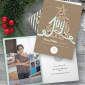 Hand Drawn Joy Calligraphy Rustic Foliage Business Feestdagen Kaart
