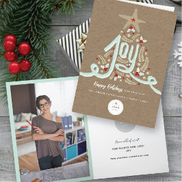 Hand Drawn Joy Calligraphy Rustic Foliage Business Feestdagen Kaart