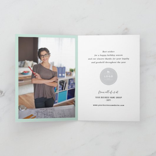 Hand Drawn Joy Calligraphy Rustic Foliage Business Feestdagen Kaart (Binnen)