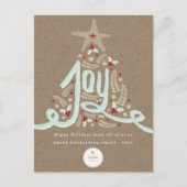 Hand Drawn Joy Calligraphy Rustic Foliage Business Feestdagenkaart (Voorkant)