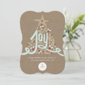 Hand Drawn Joy Calligraphy Rustic Foliage Business Feestdagenkaart (Staand voorkant)