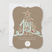 Hand Drawn Joy Calligraphy Rustic Foliage Business Feestdagenkaart (Voorkant)