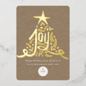 Hand Drawn Joy Calligraphy Rustic Foliage Business Folie Feestdagenkaart (Voorkant)