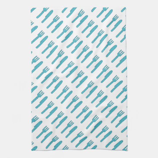 Hand Drawn Knife en Fork Theedoek (Verticaal)