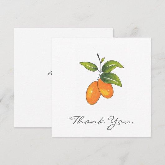 Hand Drawn Kumquats Bedankkaart (Voorkant / Achterkant)