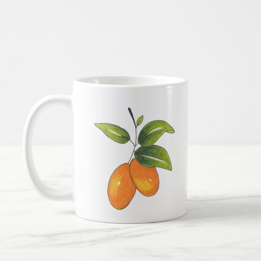 Hand Drawn Kumquats Koffiemok (Links)