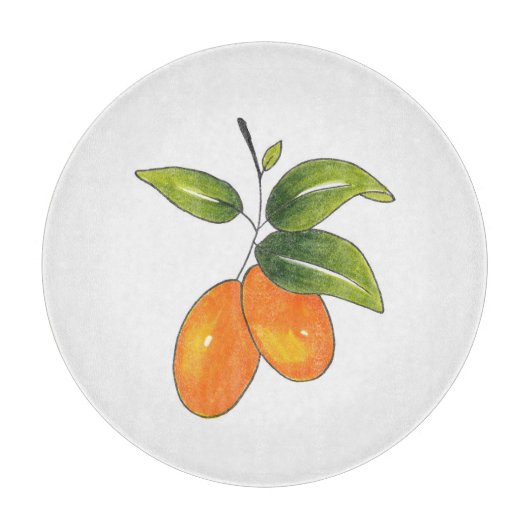 Hand Drawn Kumquats Snijplank (Voorkant)