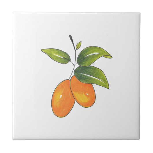 Hand Drawn Kumquats Tegeltje (Voorkant)