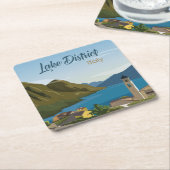 Hand Drawn Lake District Italy Kartonnen Onderzetters (Schuin)