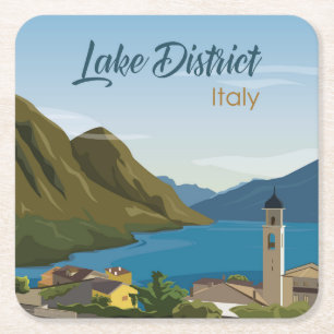 Hand Drawn Lake District Italy Kartonnen Onderzetters