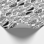 Hand Drawn Leaf Pattern Black ID495 Cadeaupapier (Hoek)