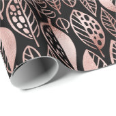 Hand Drawn Leaf Pattern Roos Gold Foil ID495 Cadeaupapier (Rol Hoek)