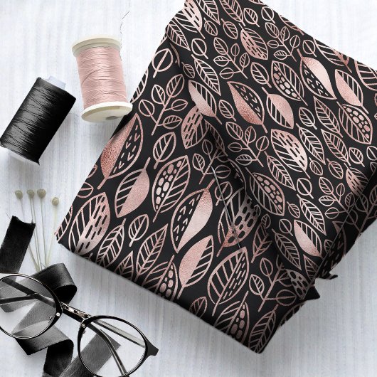 Hand Drawn Leaf Pattern Roos Gold Foil ID495 Stof