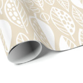 Hand Drawn Leaf Pattern White ID495 Cadeaupapier (Rol Hoek)
