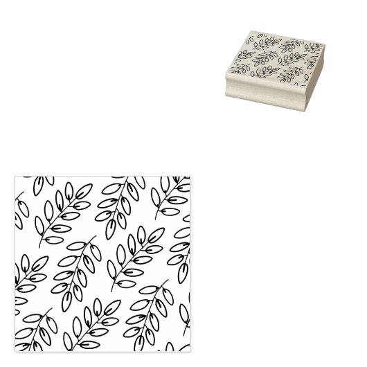 Hand Drawn Leaves Pattern Rubberstempel (Gestempeld)