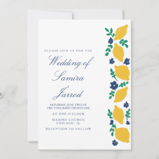 Hand-Drawn Lemon Botanical Abstract Wedding (Voorkant)