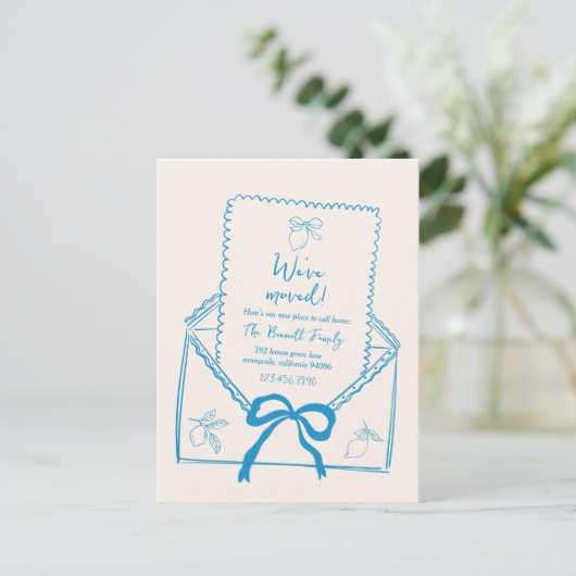 Hand Drawn Lemon Moving Announcement Briefkaart (Staand voorkant)